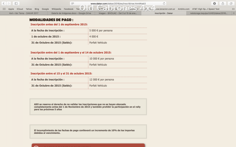 Precios Dakar 2016 -8